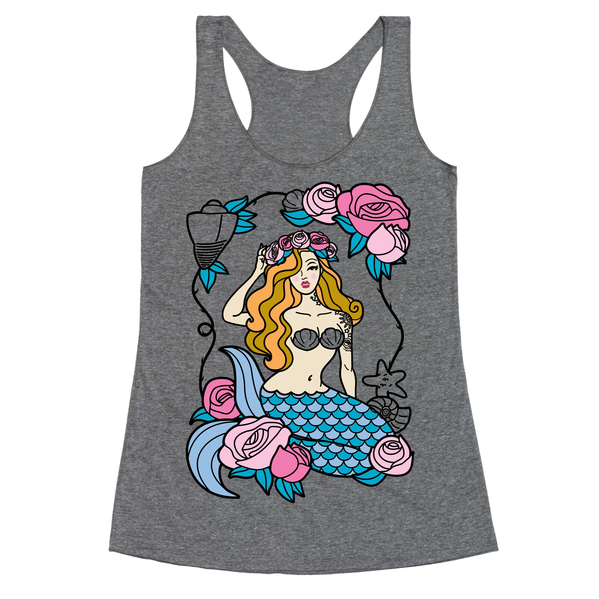 Nautical Tattoo Mermaid Racerback Tank